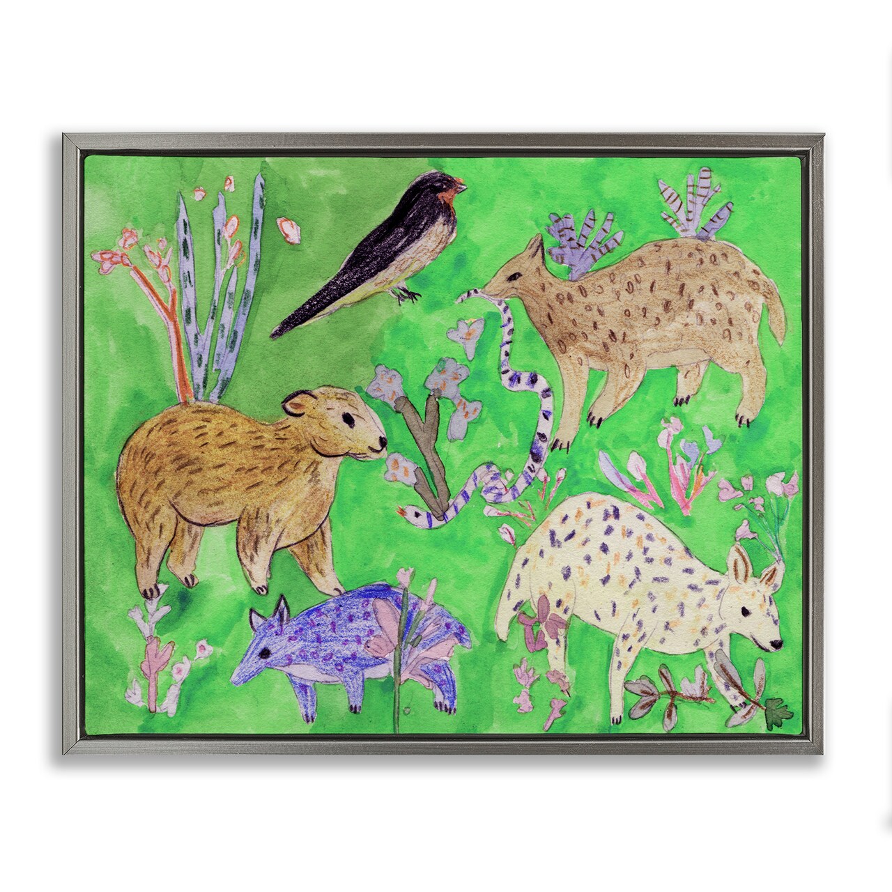 Stupell Industries Quirky Meadow Animals Floating Frame, design by Melissa Wang
